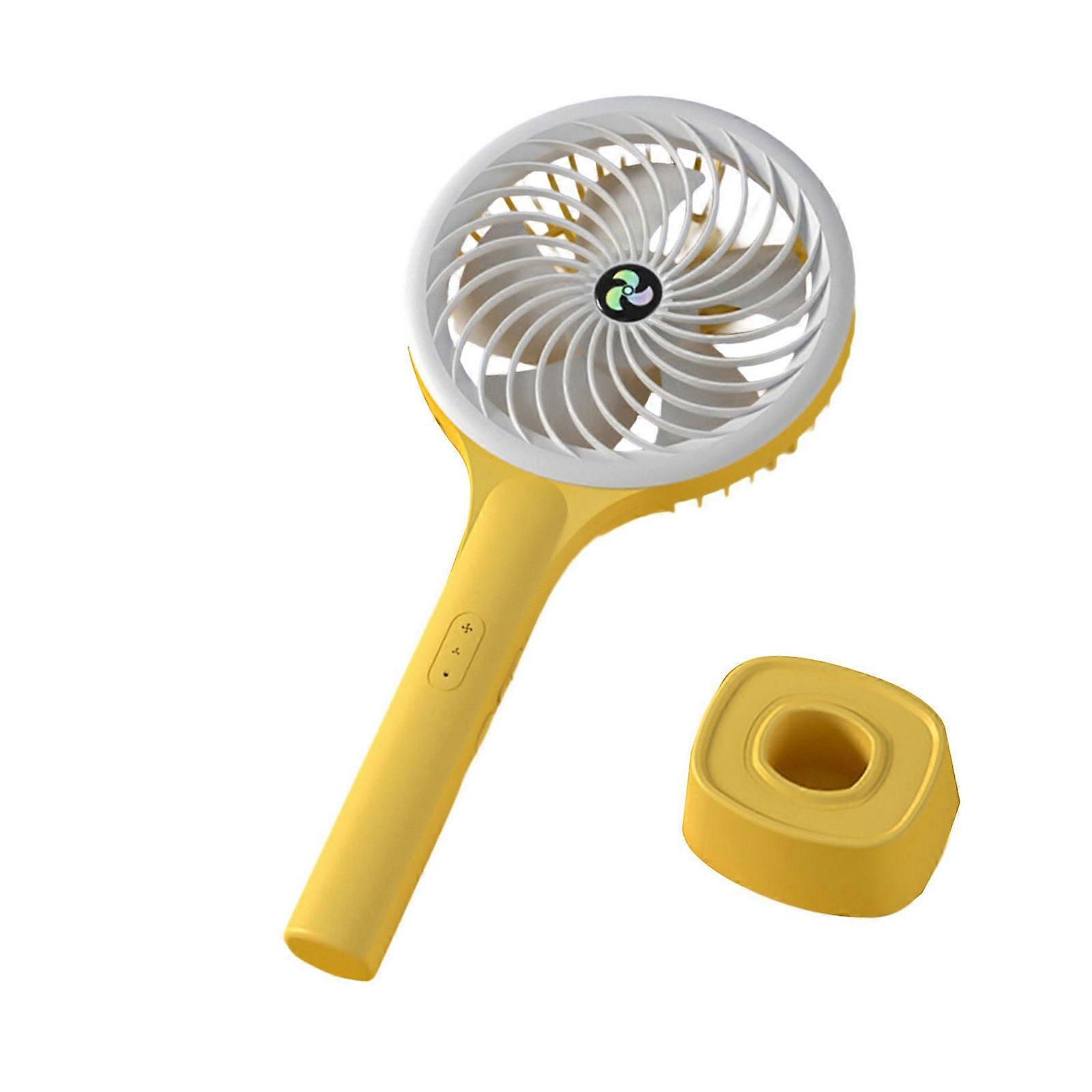 1200mAh מאוורר כף יד מאוורר USB נייד עם 2 מהירויות נטענת מאוורר קטן לנסיעות משרד בית חיצוני מקורה צהוב