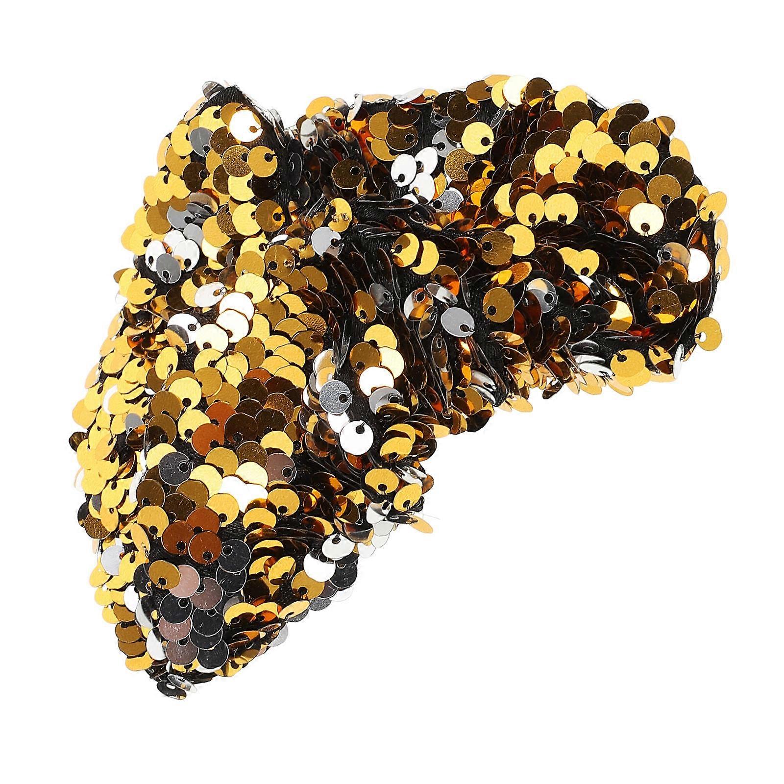 Bâtonnet à cheveux élastique à paillettes doré pour queue de cheval