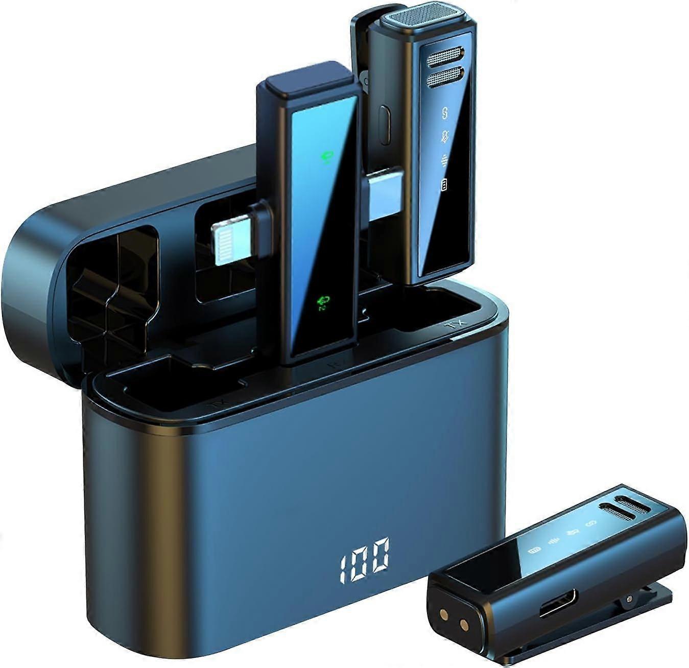 Wireless Lavalier Microphone with Charging Case, Dual Wireless Lapel Mini Mics