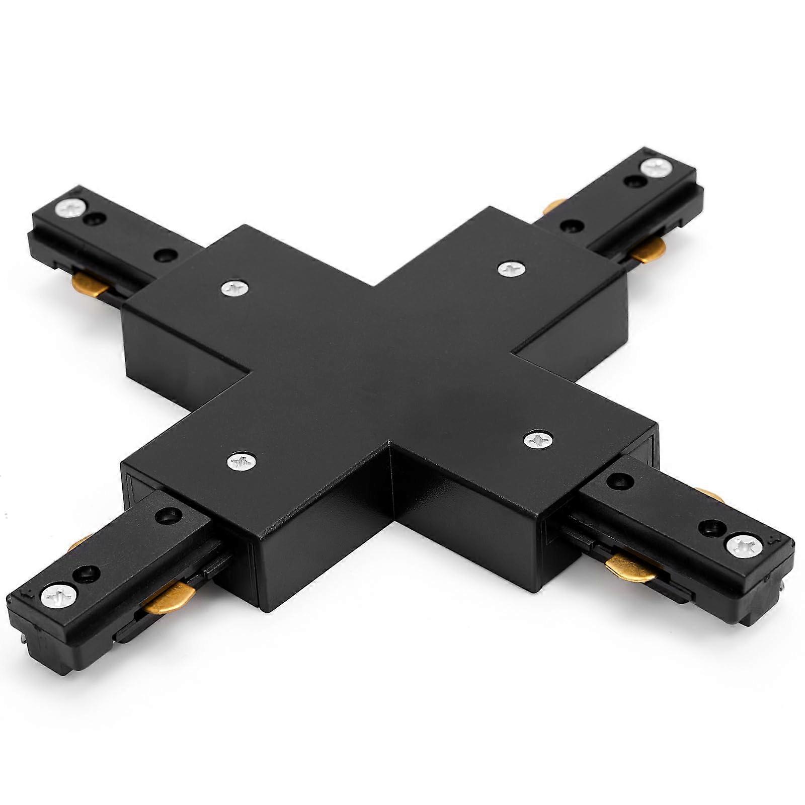 H Type Track Lighting X Connector 3 Wire Aluminum Alloy for Single Circuit LED Rails, Easy Install