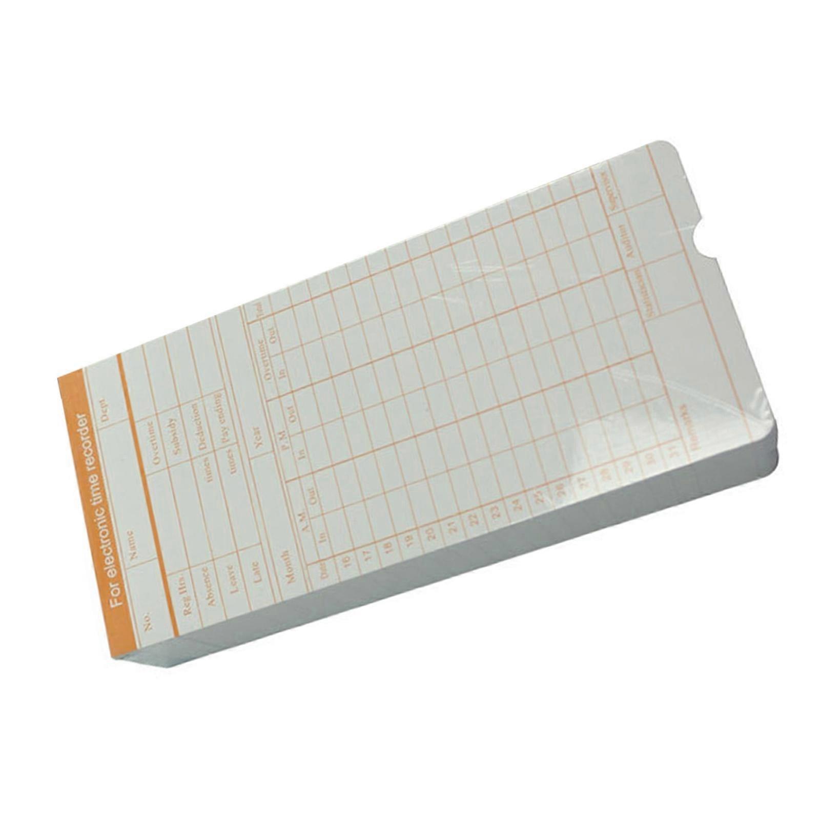100 Sheets Time Card Paper for Attendance Recording Random Color
