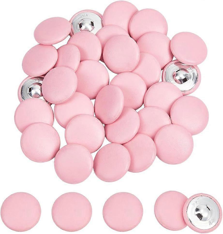 30 Pcs Leather Covered Button 28.5mm Metal Shank Round Sewing Buttons 1-Hole Crafting Botones Para Tapicera Buttons for Knitting Upholstery Tufting DI