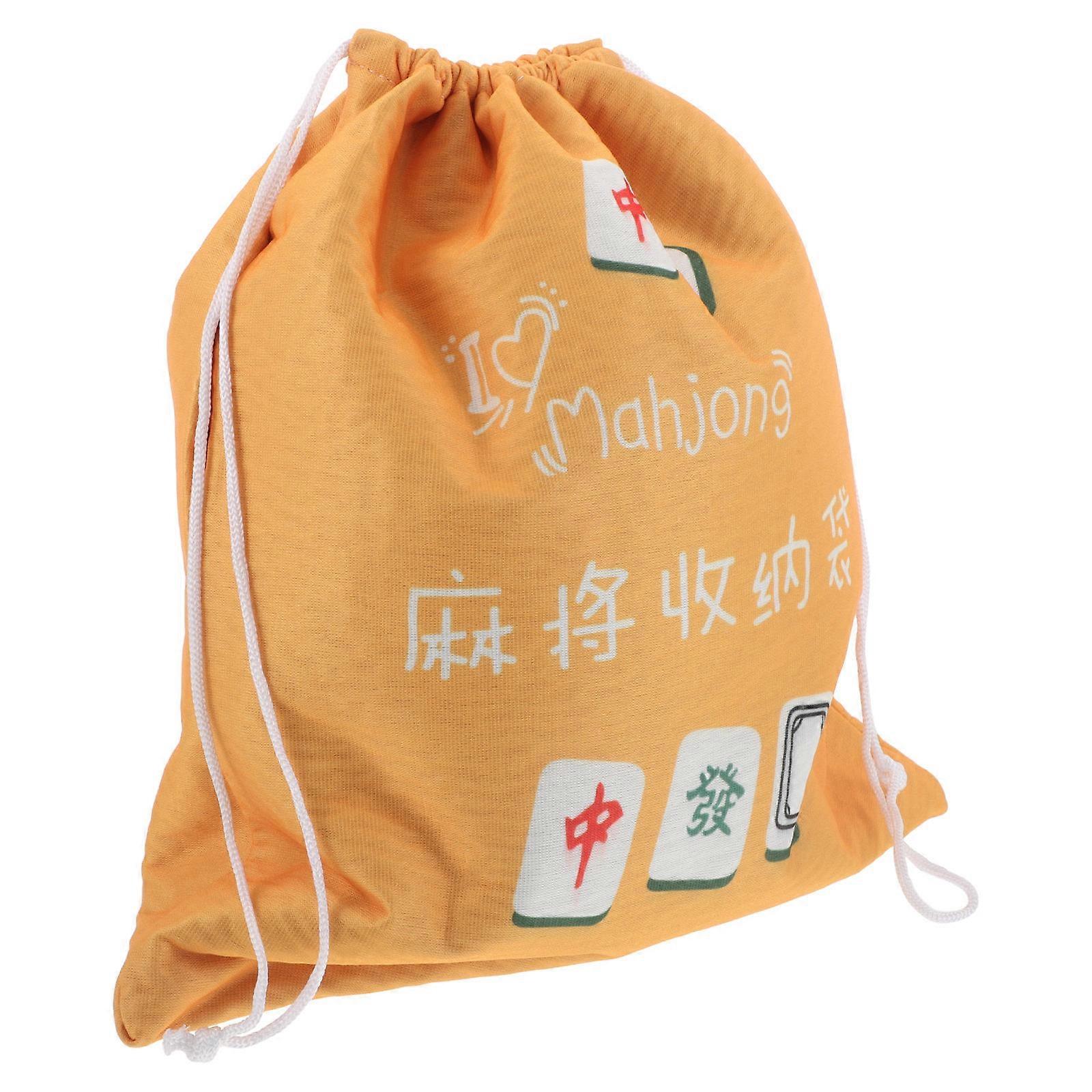 Portable Mahjong Storage Pouch Fabric Bag with Drawstring for Game Tiles
