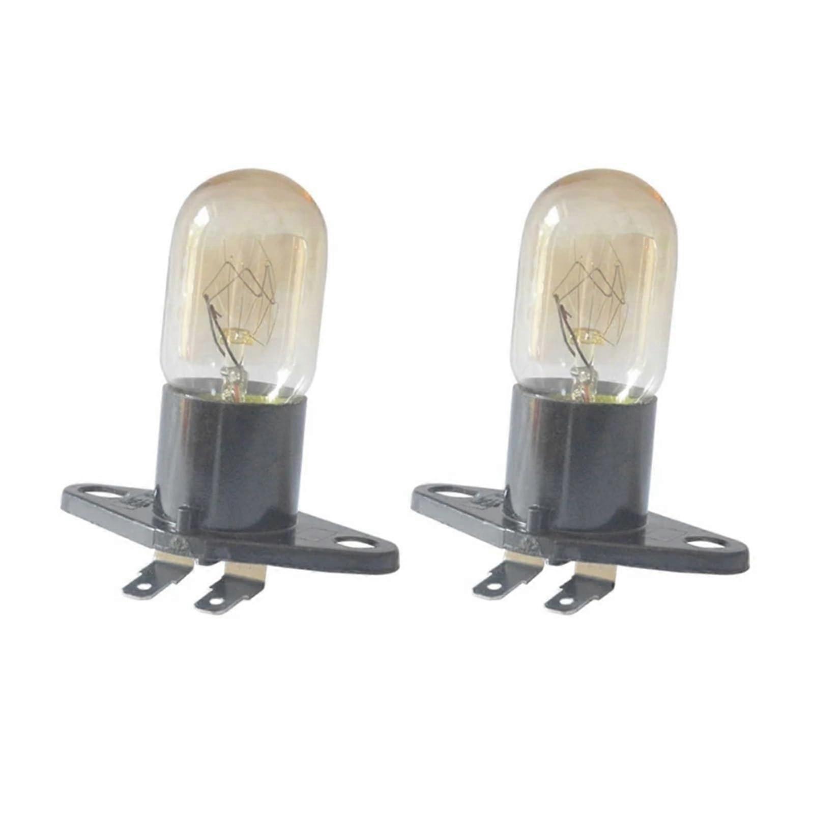 2 Pack Microwave Light Bulb 20W with Base,  Temp Appliance Lamp for Oven and Refrigerator