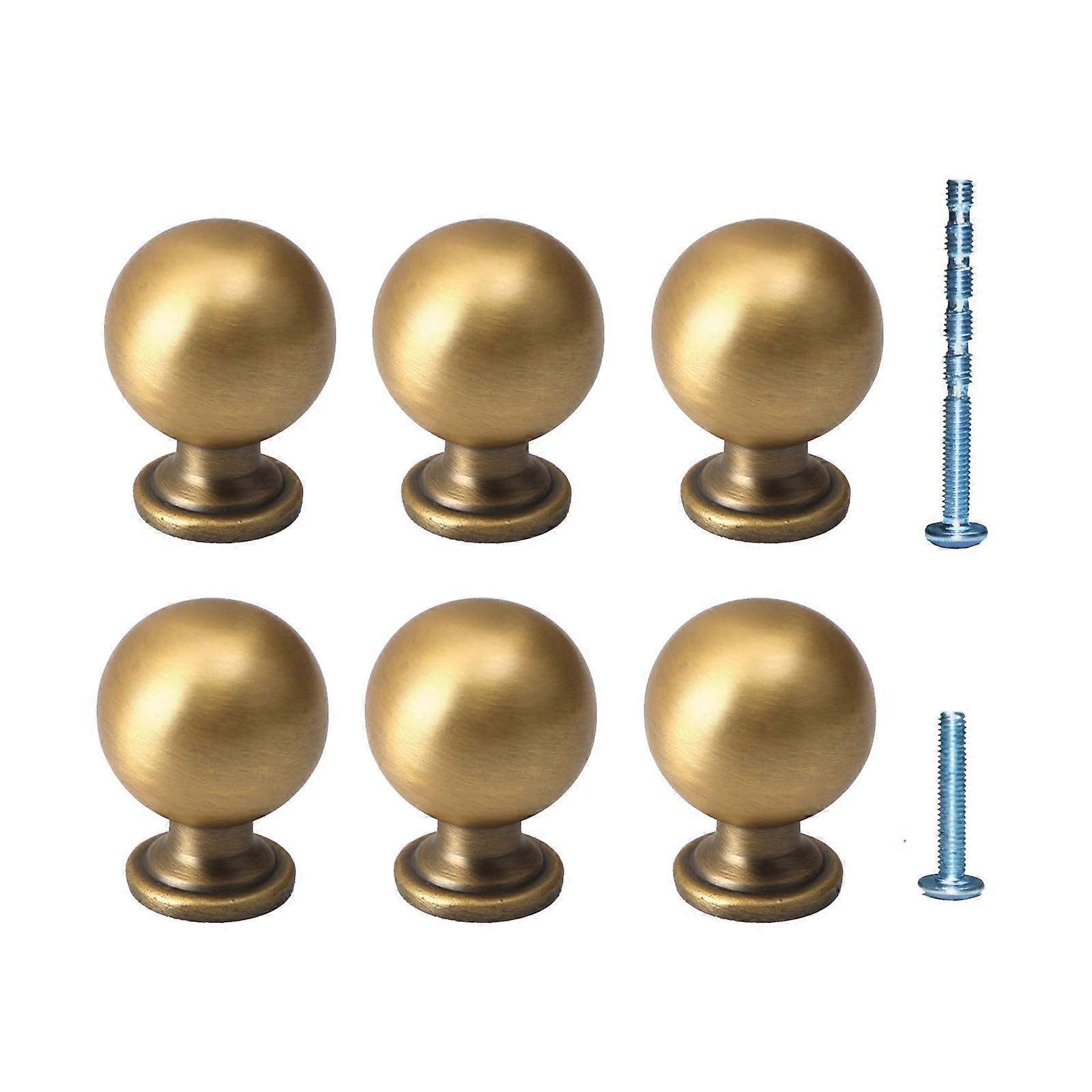 9 Pack Antique Brass Round Cabinet Knobs Vintage Brass Finish Solid Brass Kitchen Drawer Pulls