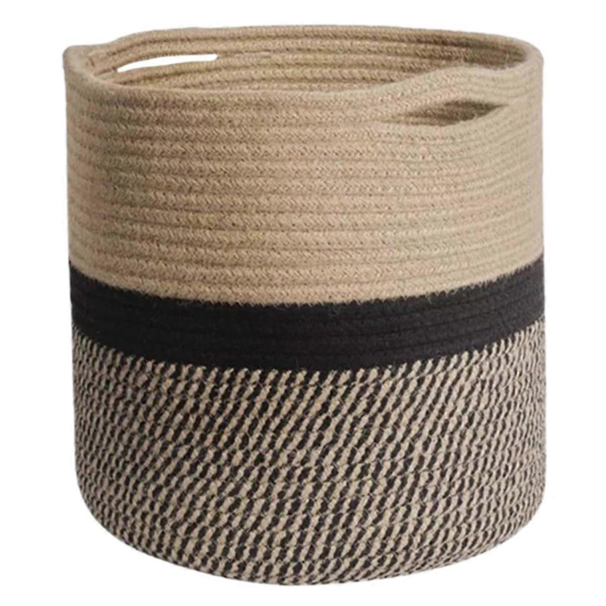 Large Wicker Storage Basket with Lid and Handles for Laundry, Toys, and Home Decoration