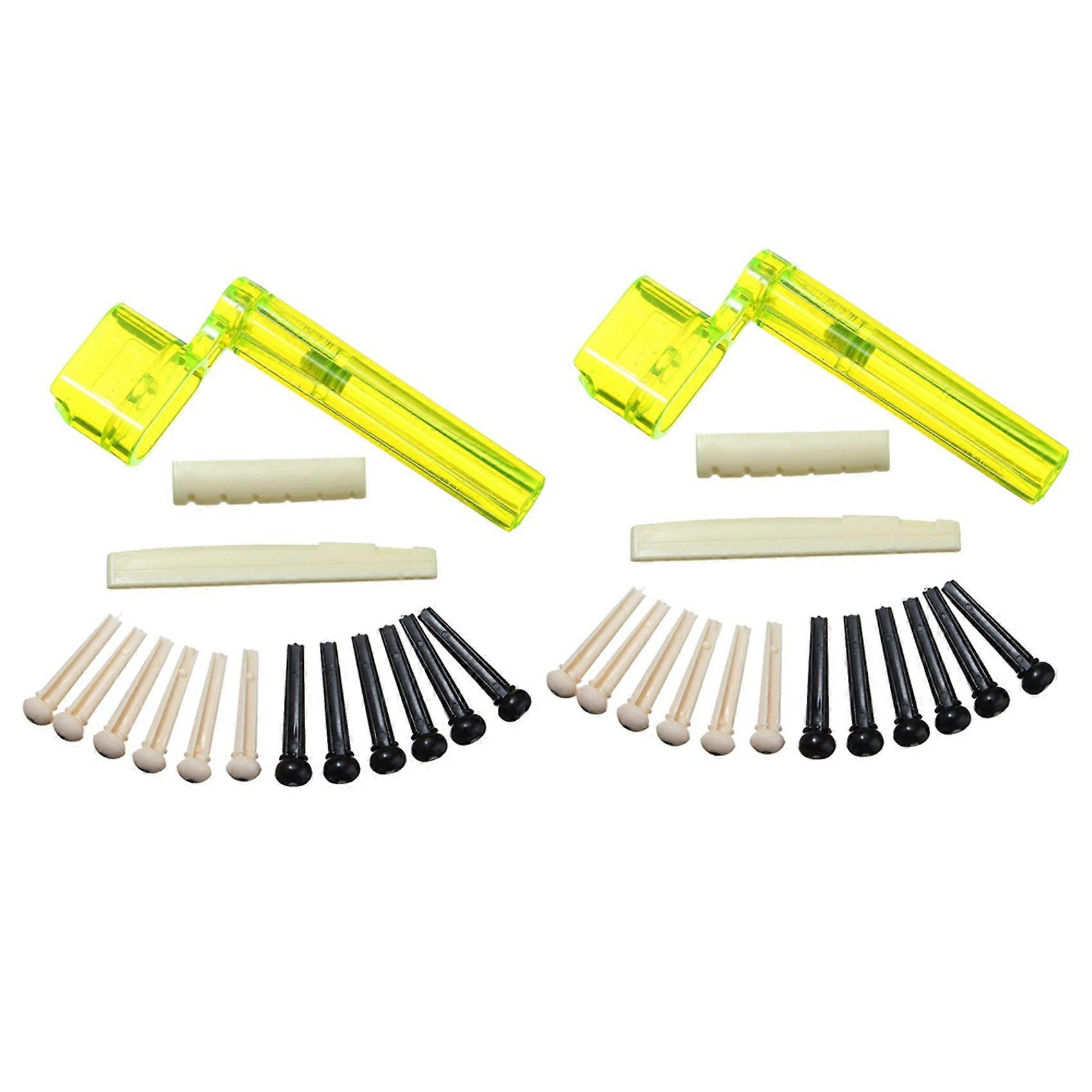 6 String Acoustic Guitar Nut Saddle Part + 4X String Winder +24X Bridge Pins Kit