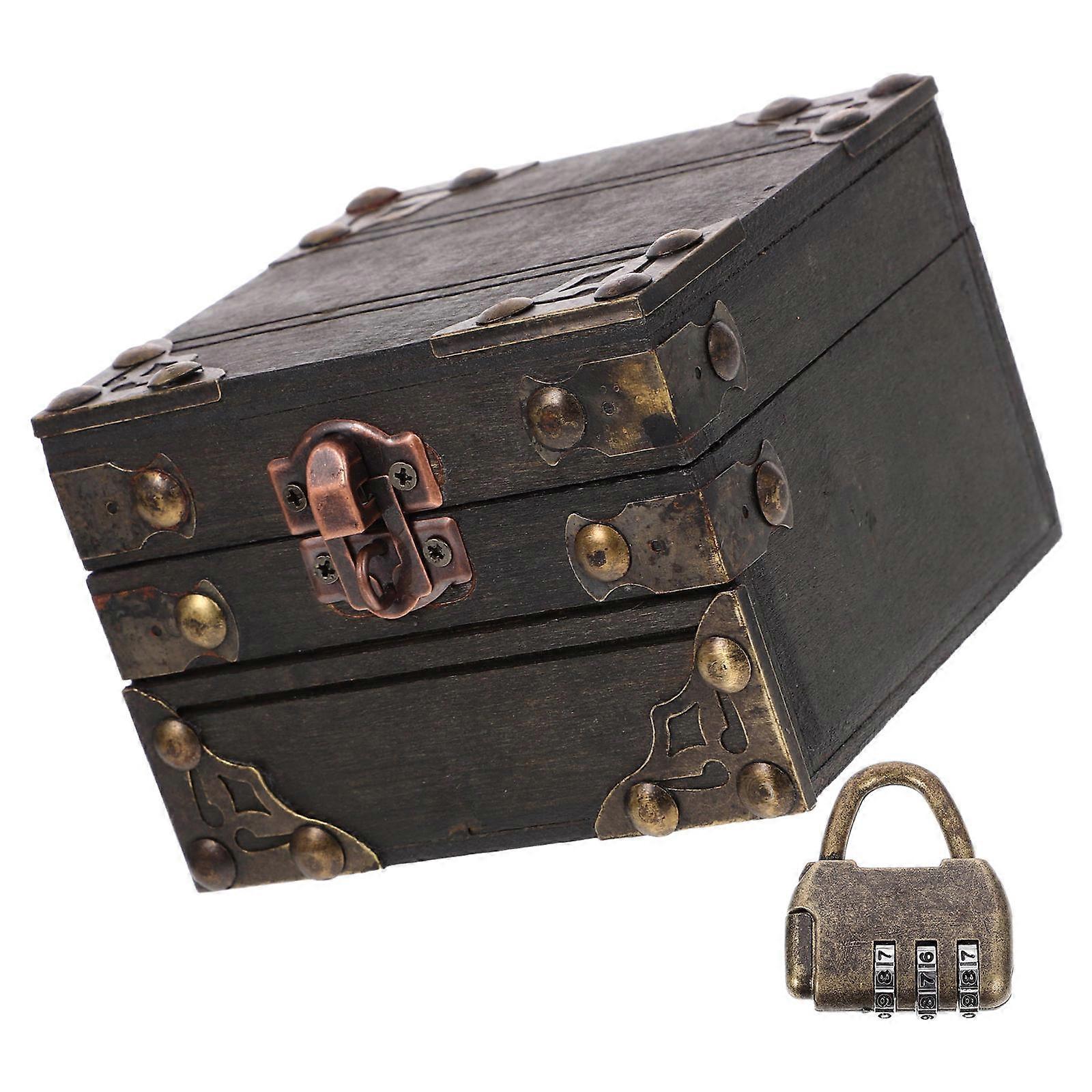 Keepsake Box for Storage Use Wooden Treasure Box with Lock