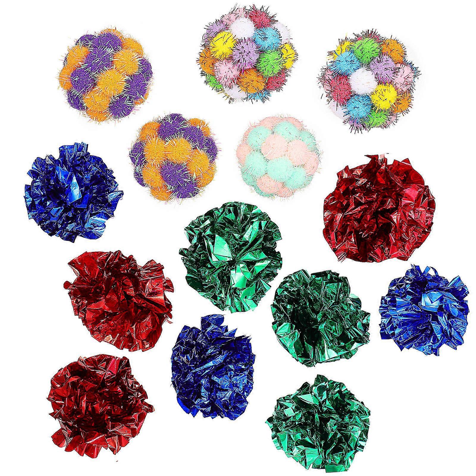 Crinkle Balls Cat Toys Interactive Set for Playing Use 50Pcs Assorted Color