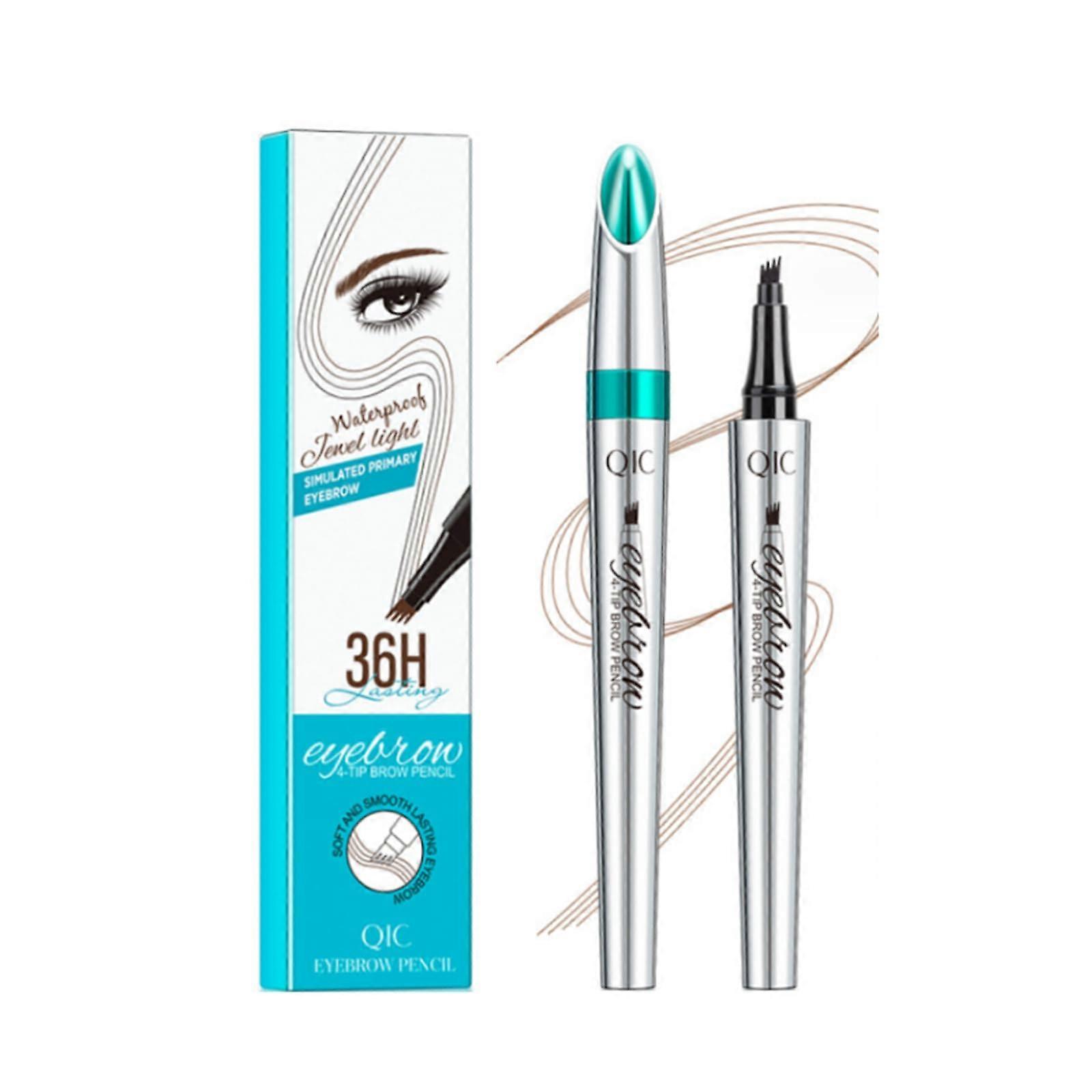 Microblading Eyebrow Pen 2 Pack Red Brown Waterproof 4 Pronged Tip Long Lasting Smudge Proof