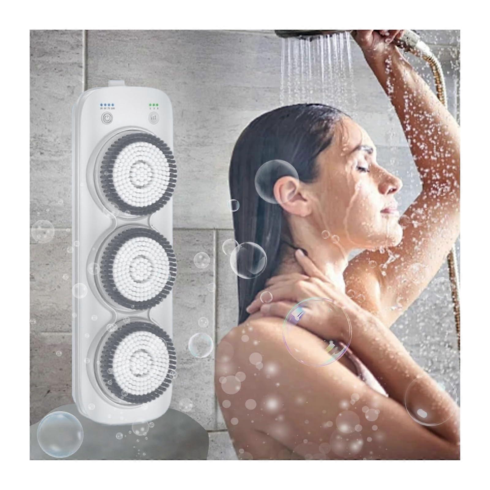 Electric Back Scrubber with 360° Rotating Wall Mounted Brush, Adjustable Height, IPX7 Waterproof