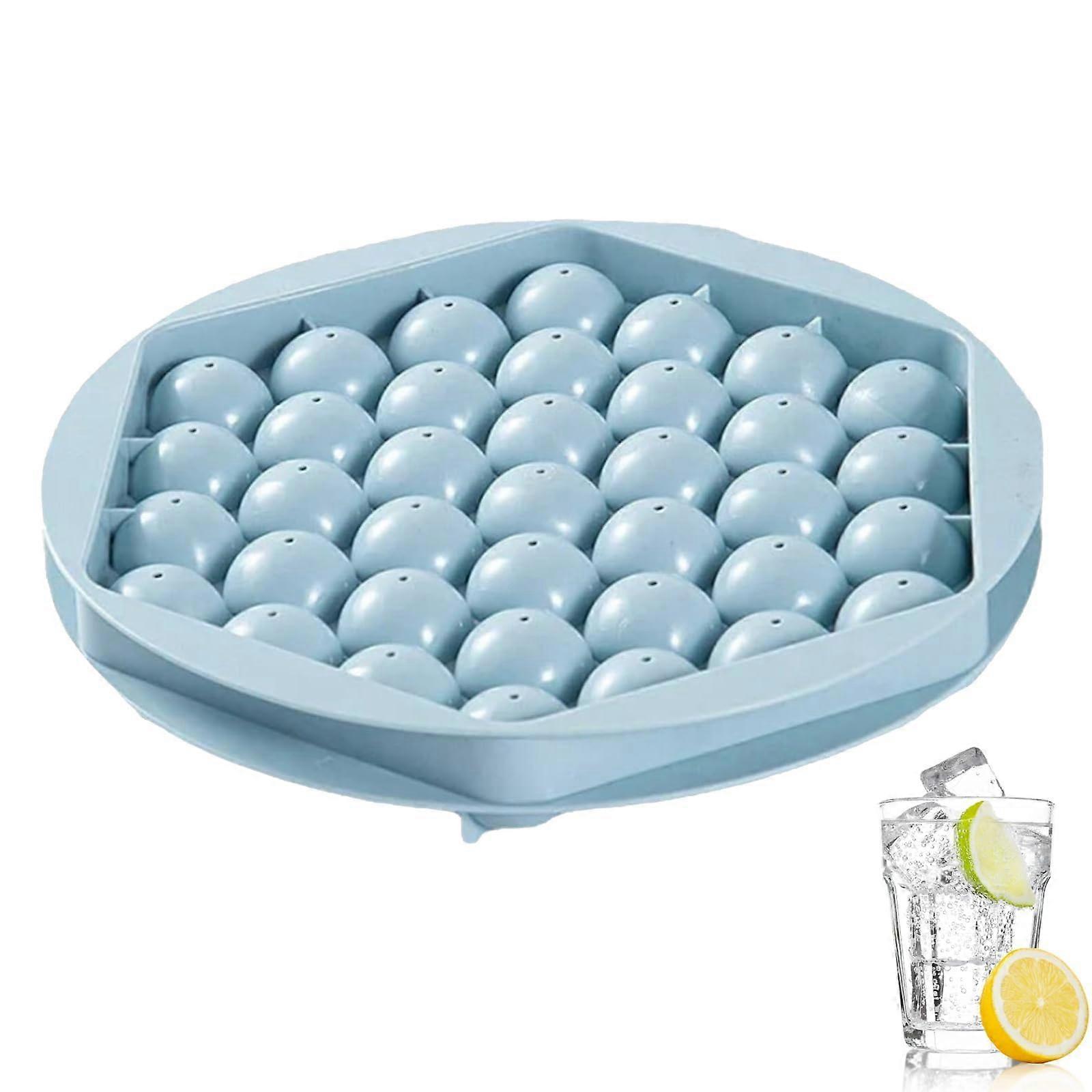 Round Ice Cube Tray with Container, BPA  Silicone Mold for  Ice Spheres, Blue