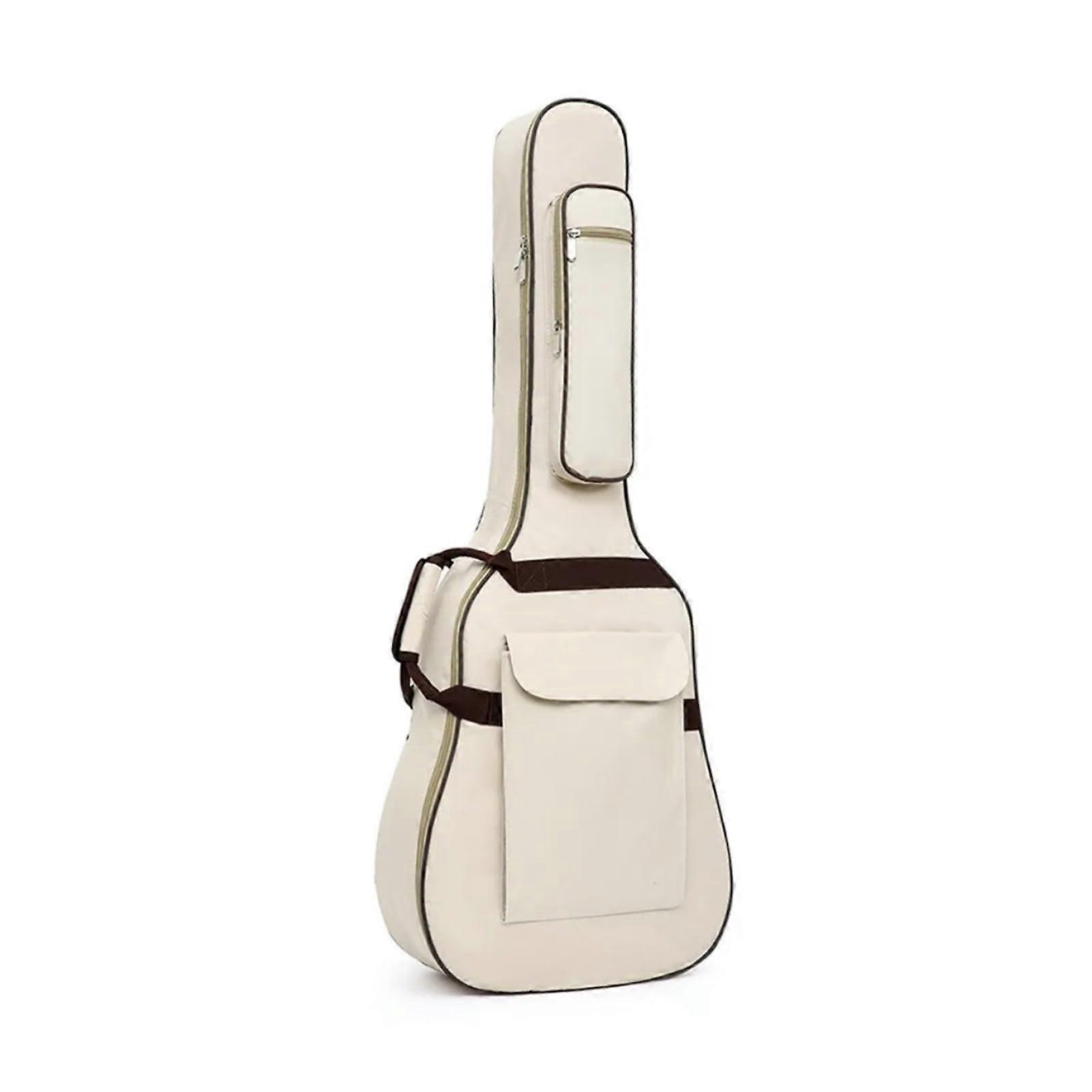 41 Inch Waterproof Guitar Gig Bag with Thick Padding, Double Straps, MultiPocket Acoustic Case Beige