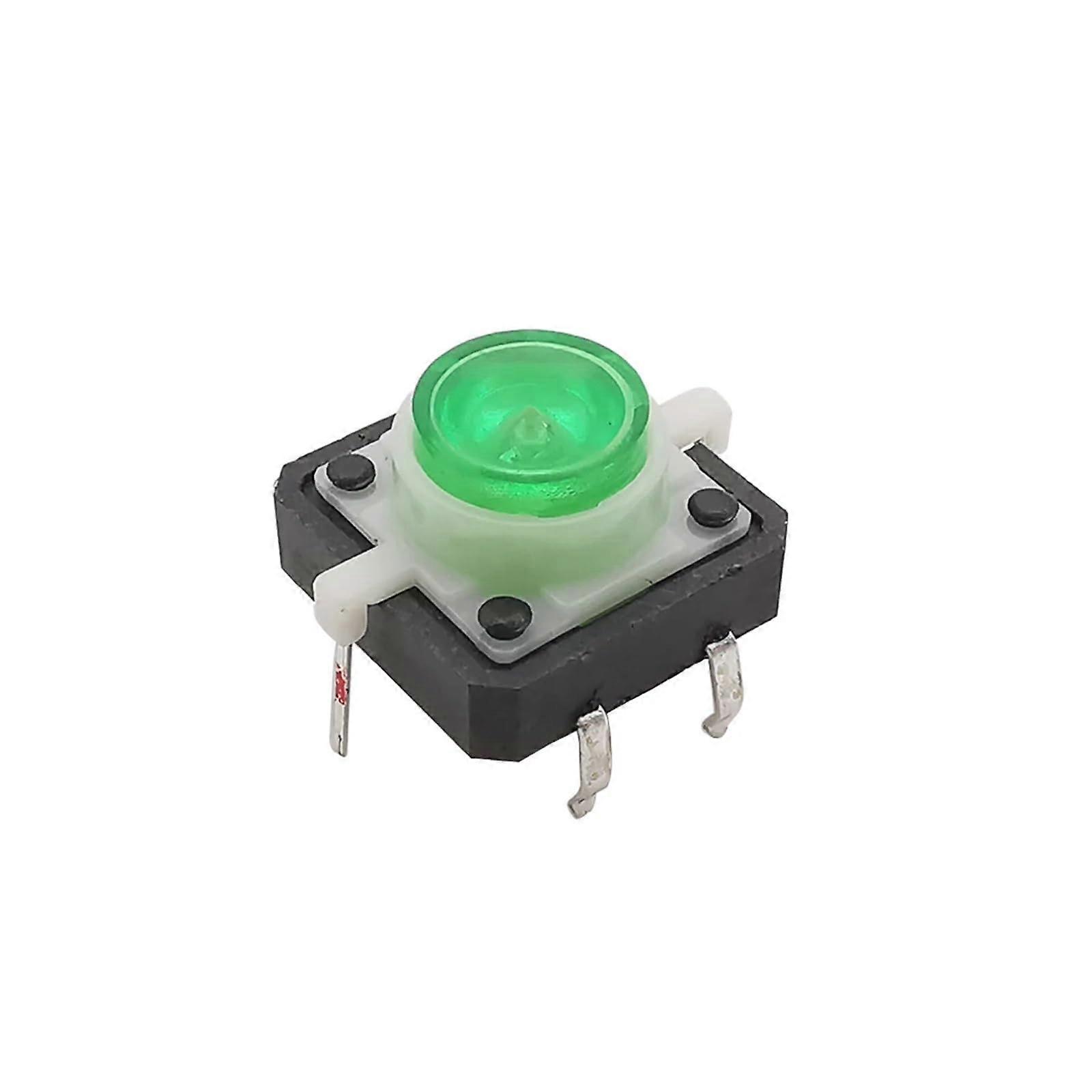 Illuminated Tactile Switch 12x12mm Momentary LED Push Button Reset 4 Pin Green 2pcs