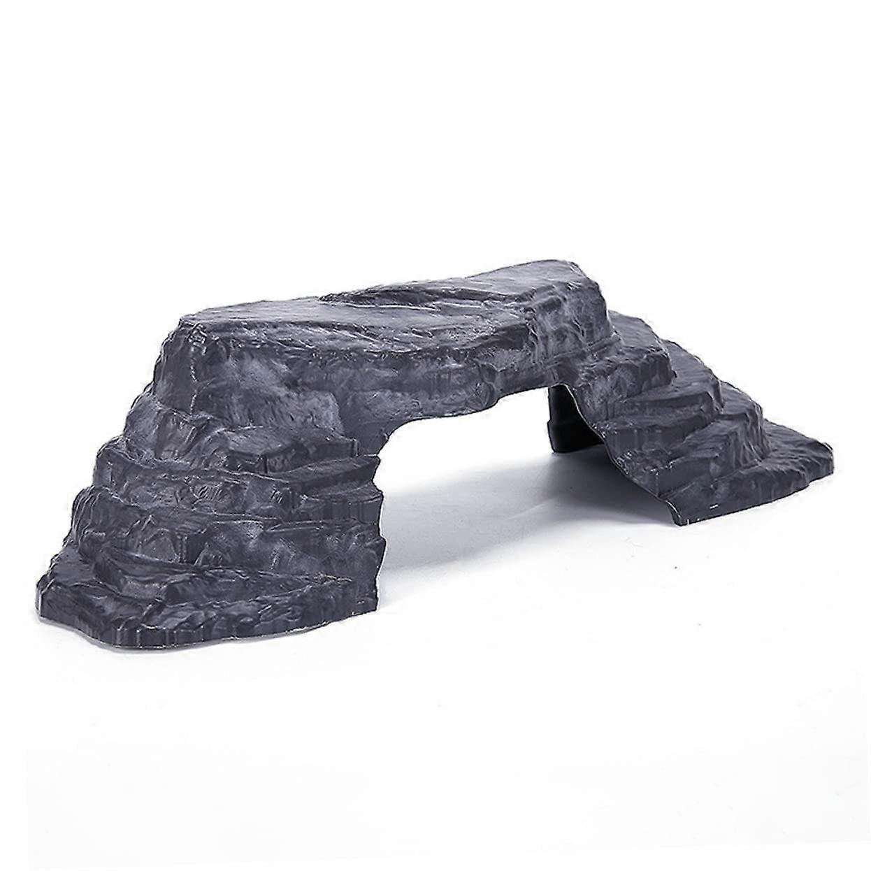 Turtle Basking Platform with Hideout, Realistic Aquarium Decoration, Durable PP Reptile Bridge