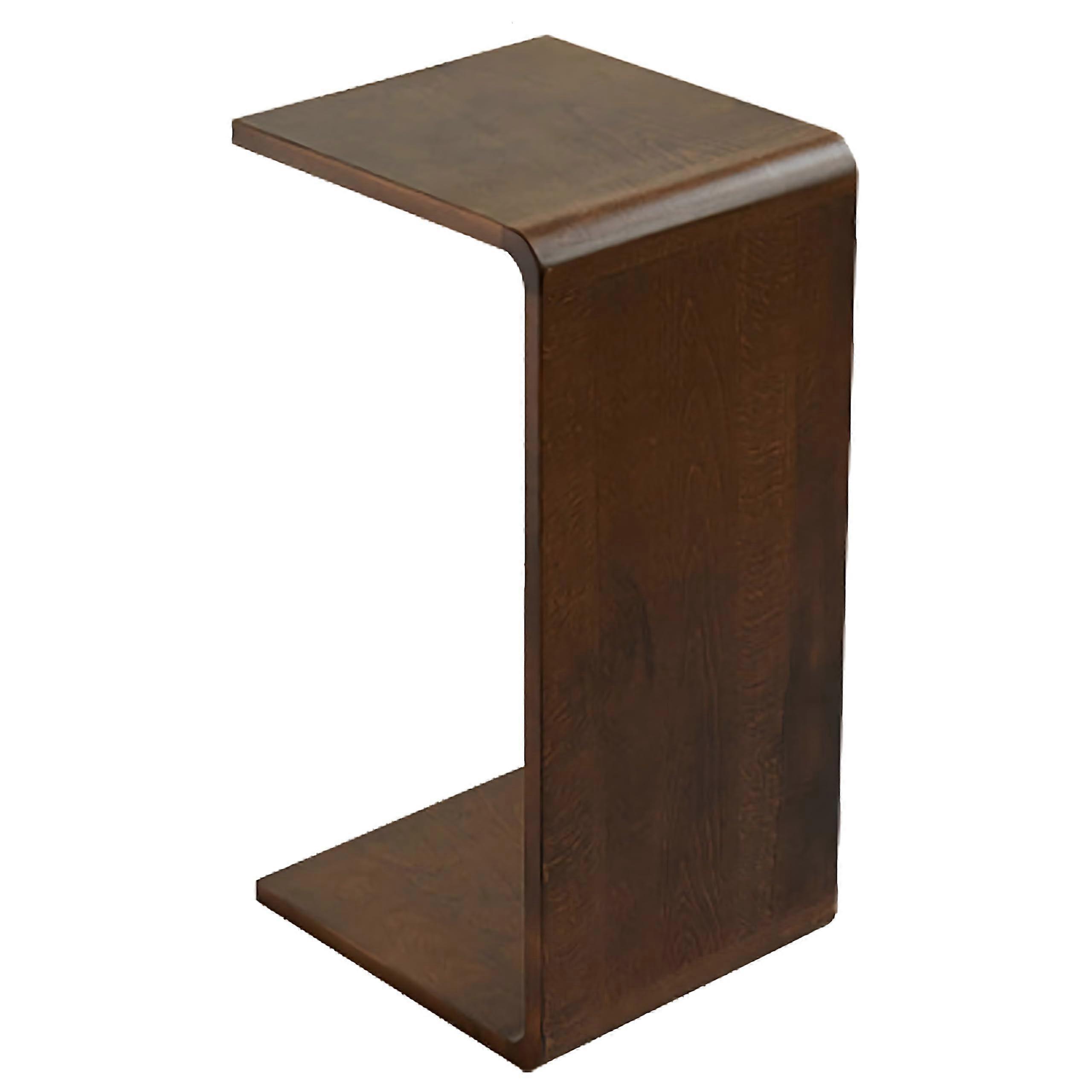 C Shaped Solid Wood Side Table SpaceSaving Sofa Coffee Table for Living Room Home Office Walnut