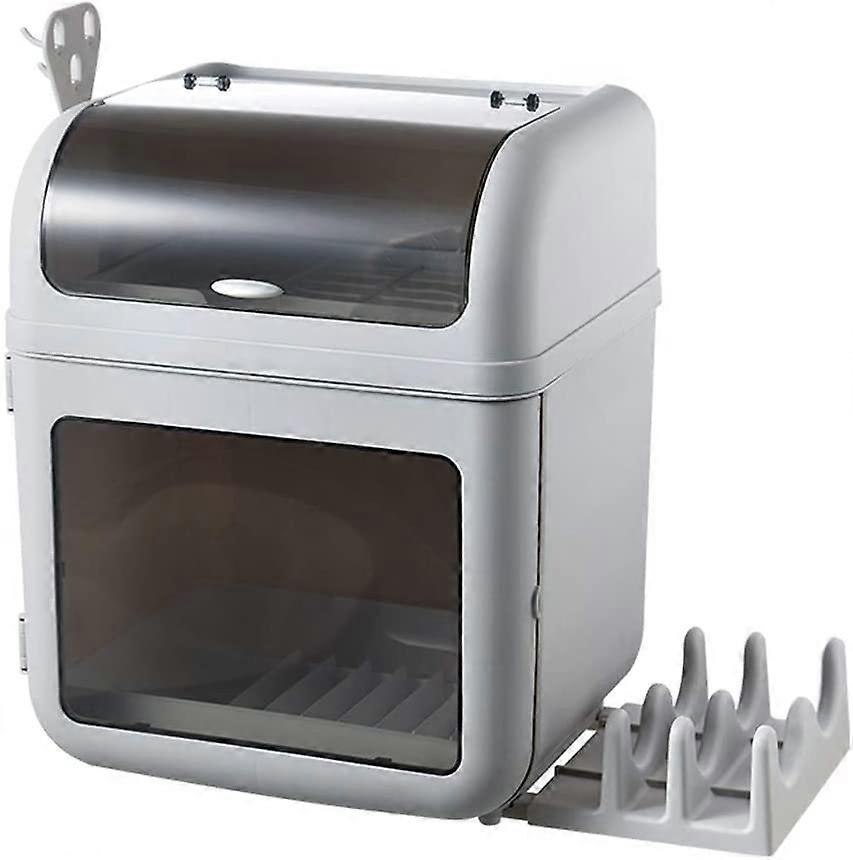 Multifunctional Dish Drying Rack with Lid and Cutting Board Holder, Space Saving Kitchen Organizer