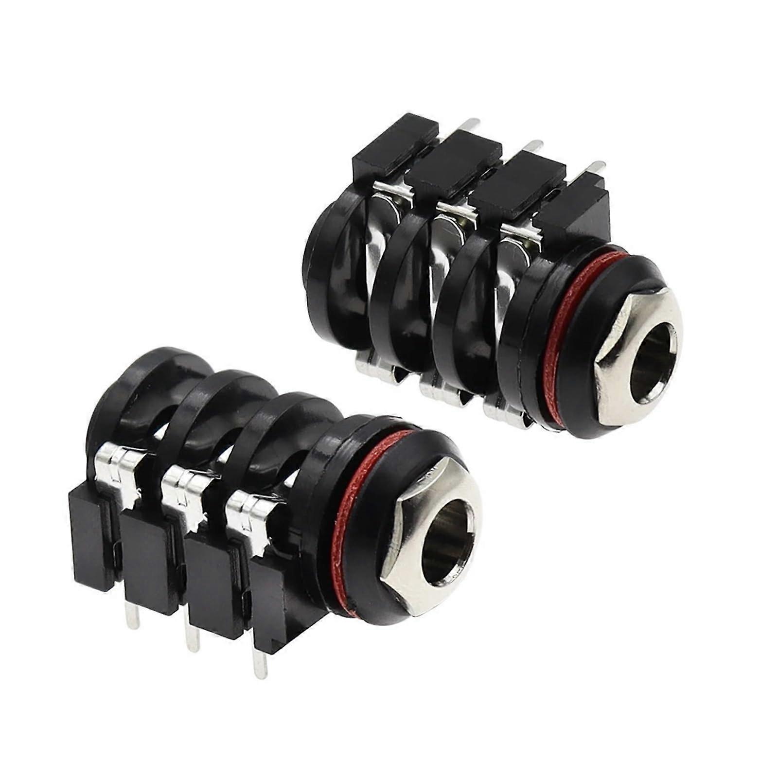 1PCS 1/4 Inch 6.35mm Stereo Headphone Jack Connector Right Angle PCB Mount Secure Audio Socket