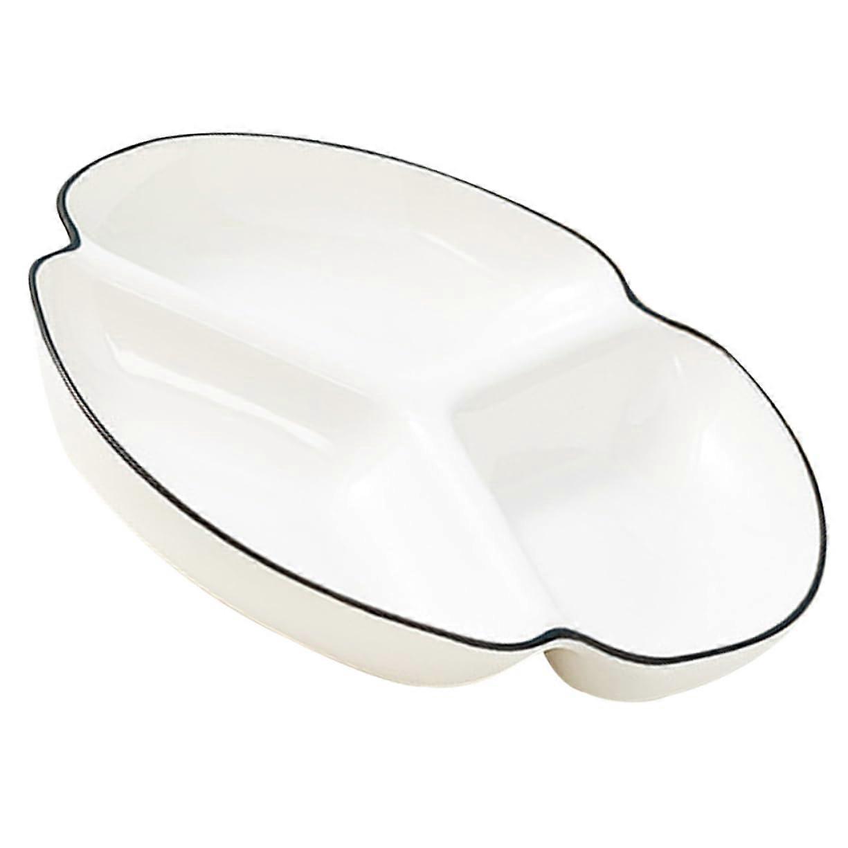 Divided Serving Plate 3 Compartment Porcelain Dinner Plate for Portion Control and Healthy Eating