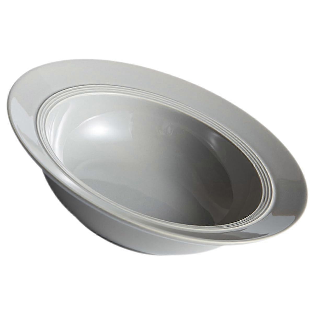 Ceramic Pasta Plate and Deep Dinner Plate Nordic Style Light Grey Large Capacity Stackable Design