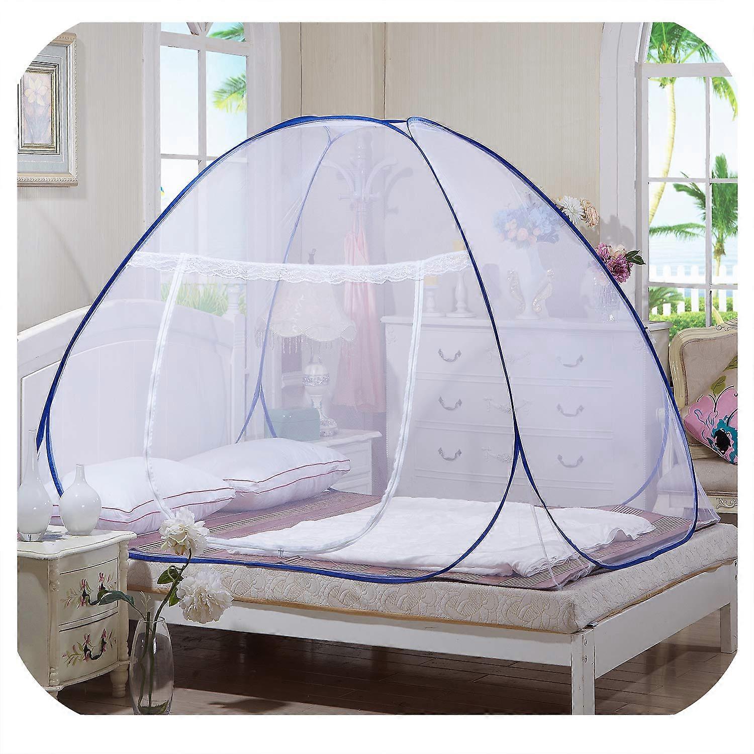 Mosquito Net Bed Canopy with Foldable PopUp Design for Double Bed InsectProof Protection White