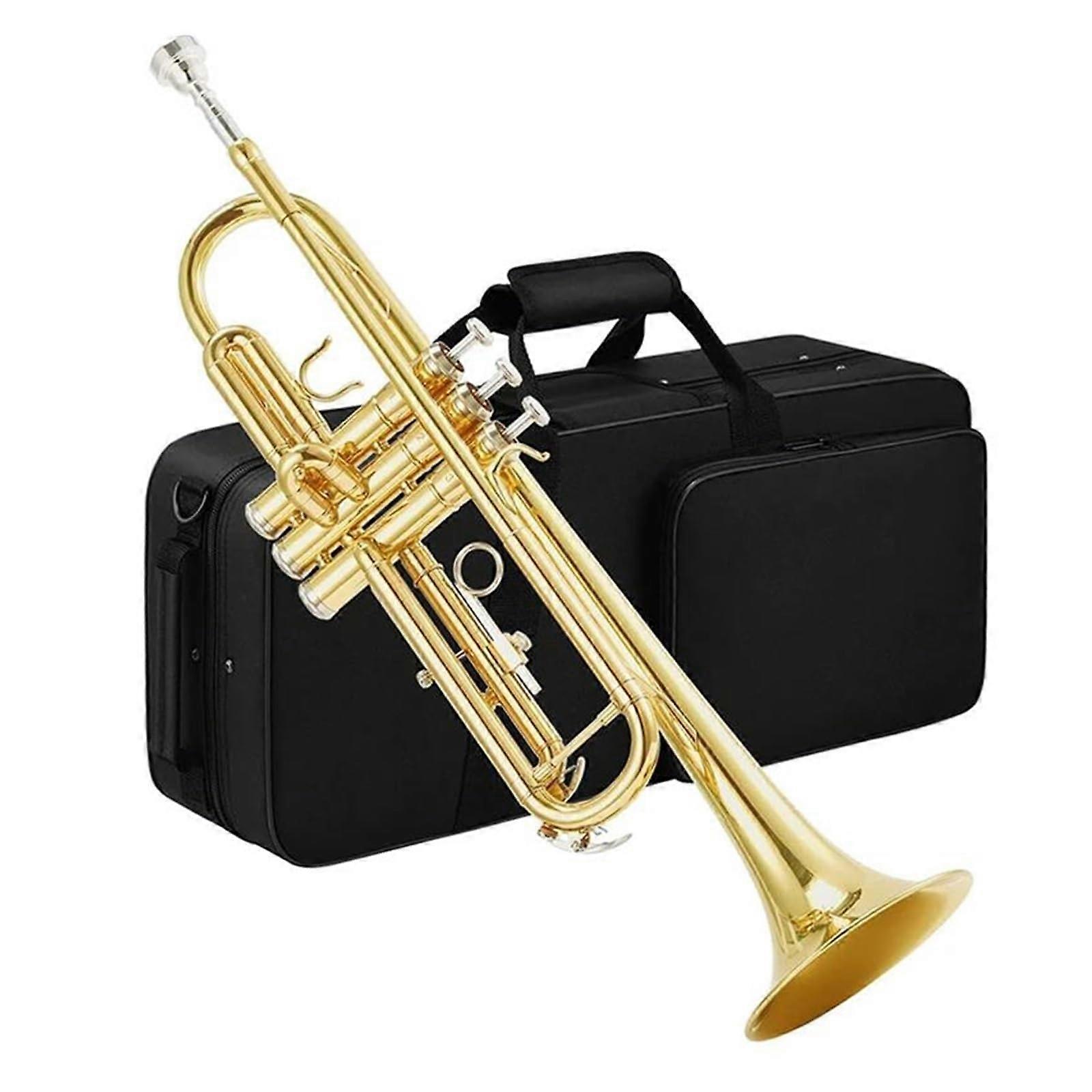 Bb Student Trumpet Beginner Brass Set with Standard Bb Tuning and Protective Hard Case