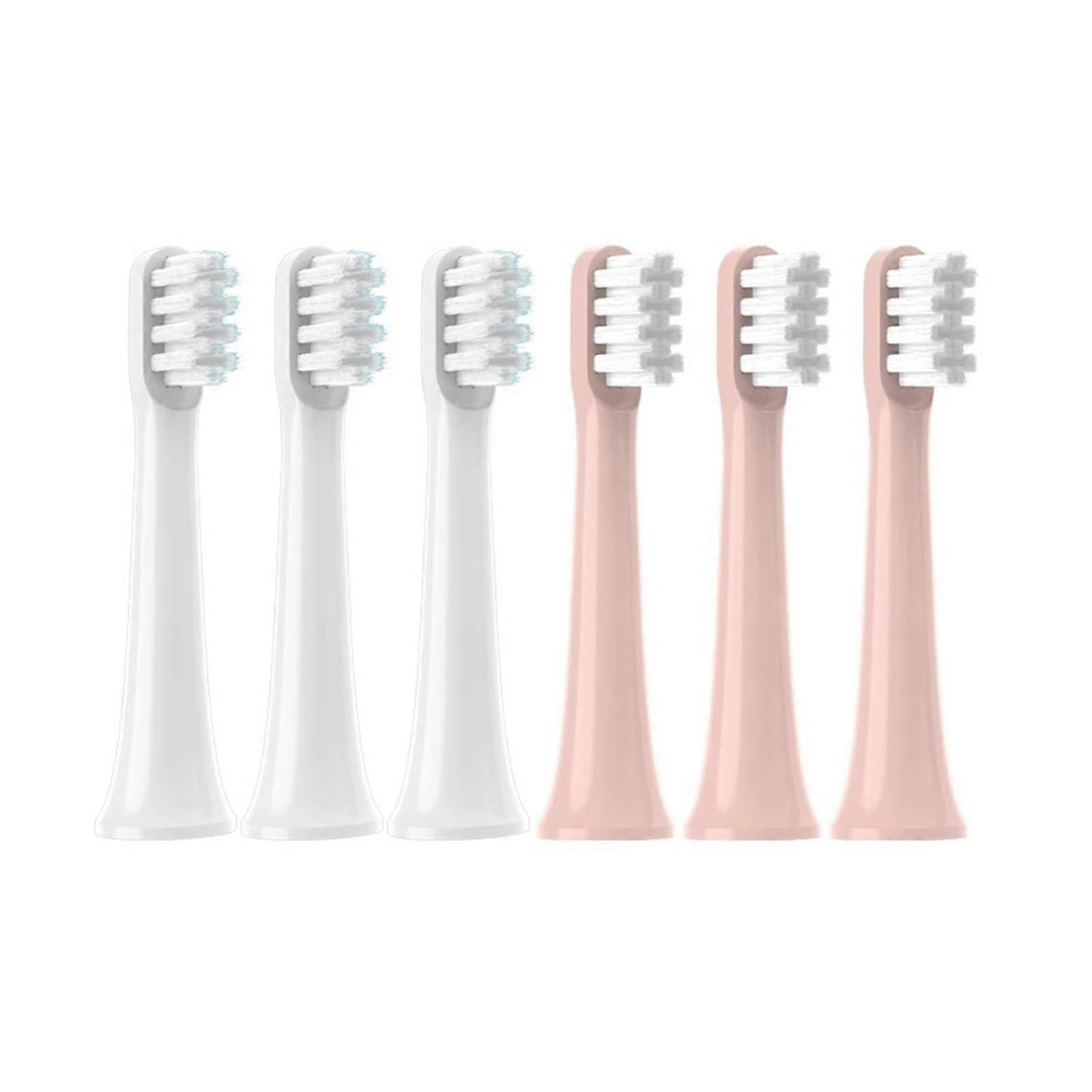 Electric Toothbrush Replacement Heads Soft Bristles 6Pack ColorCoded White and Pink