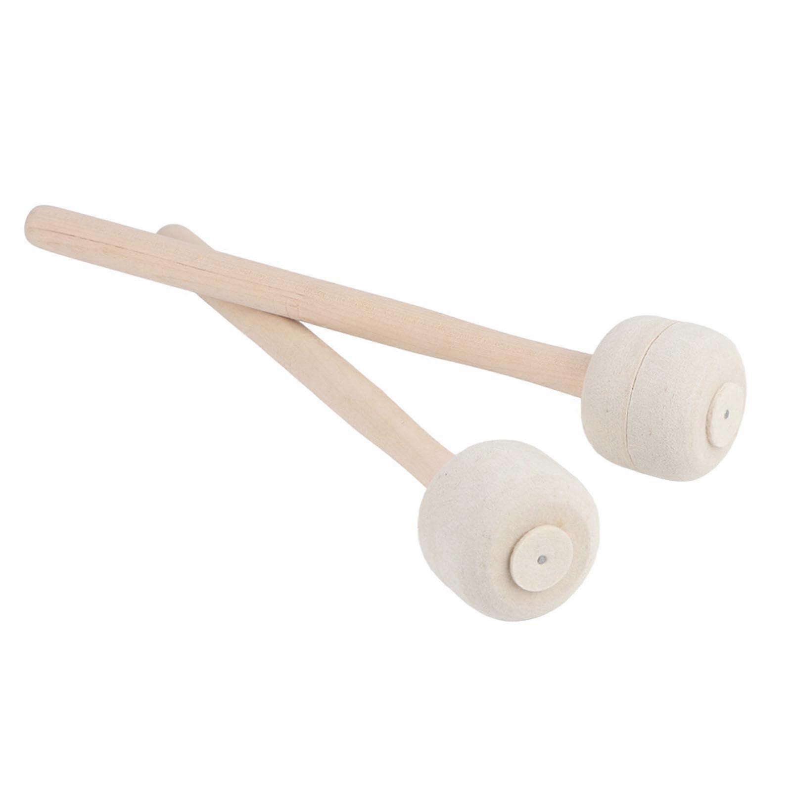 2Pcs Professional Wool Head Drum Mallets with Wooden Handle for Percussion Instruments