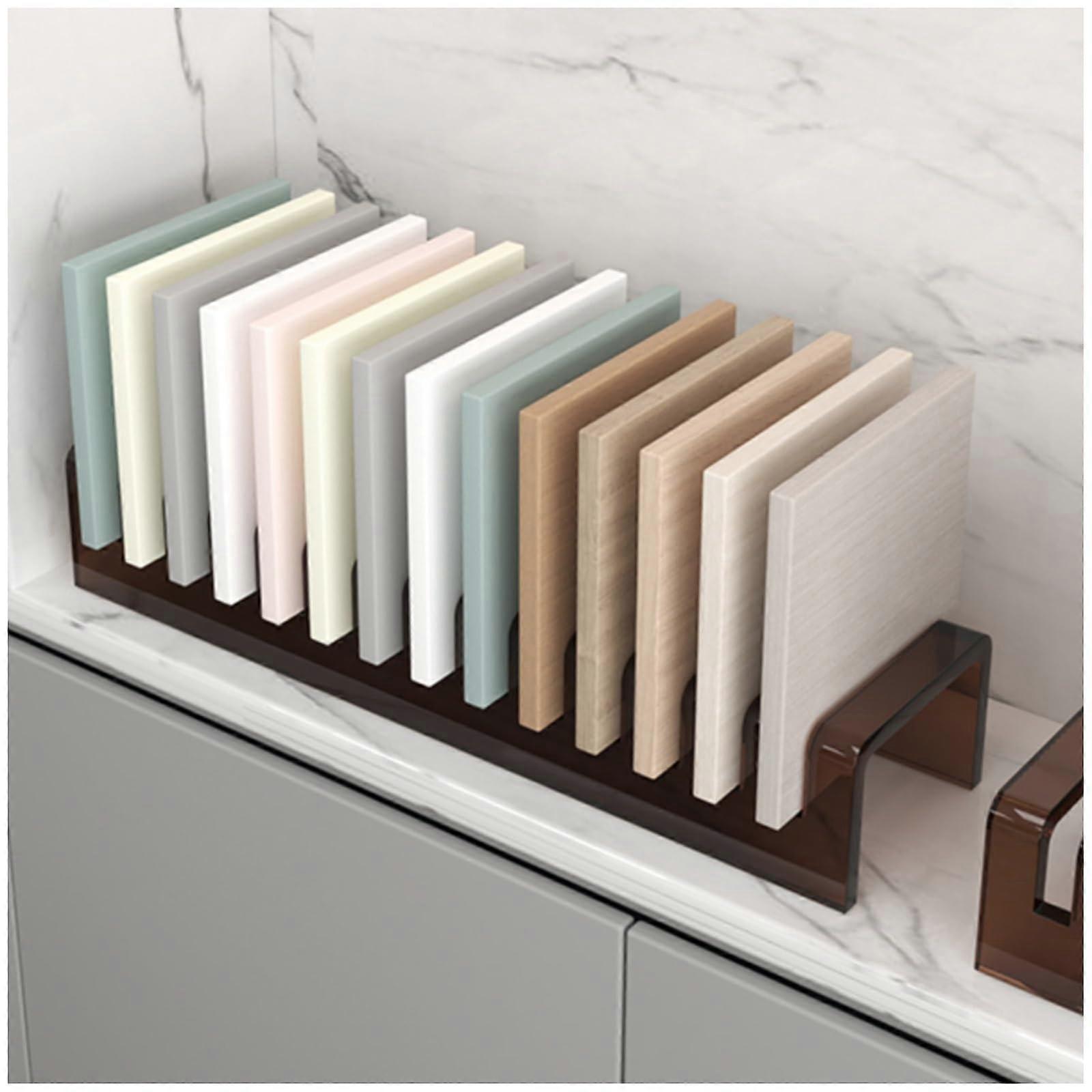 Tile Display Stand Clear Acrylic 14Slot Tabletop Rack for Ceramic Tile and Marble Sample Organizer