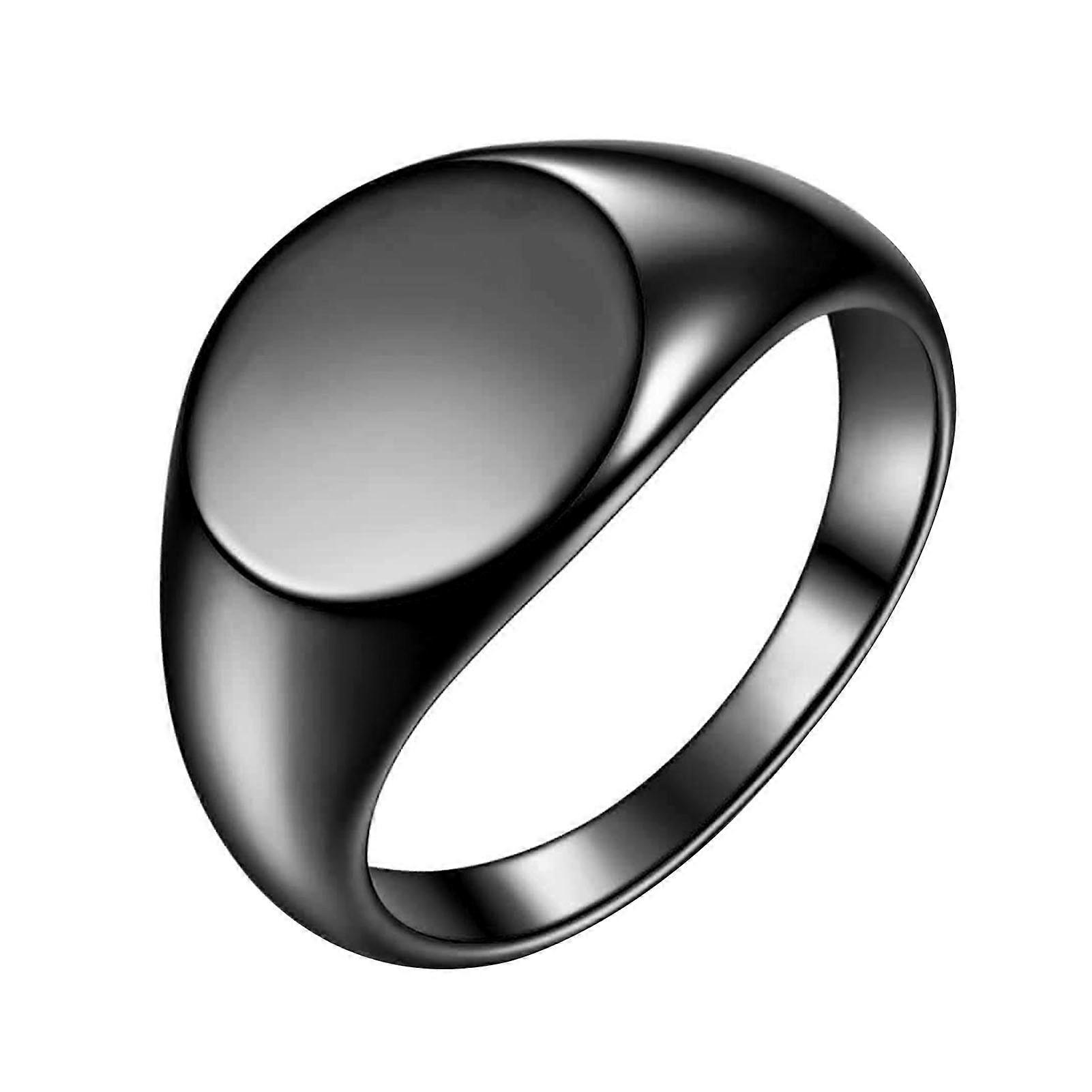 Retro Ring Pure Color Polished Titanium Steel Round Surface Simple Style Multi Sizes Anti-Rust