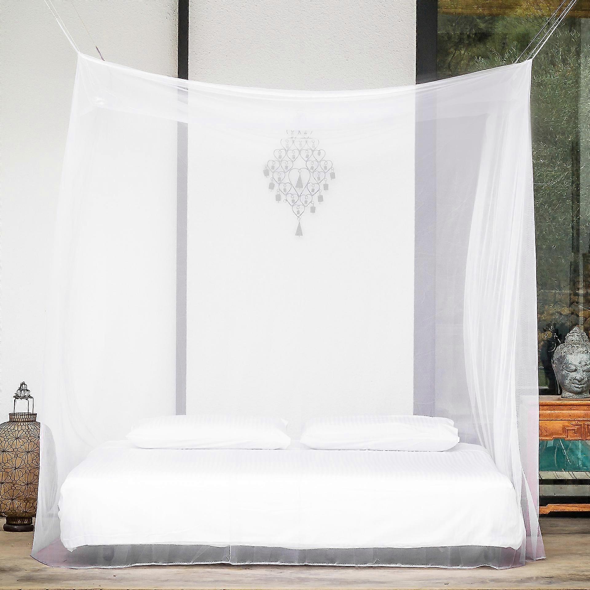 Mosquito Net For Single / Double Bed, Box Shape | Mesh Insect Net With Quick And Easy Installation, White