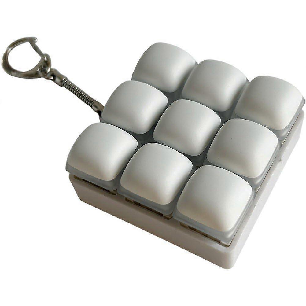 Mini Steamed Bun Keychain Keyboard 9Button Fidget Keycap Toy White Decompression Design