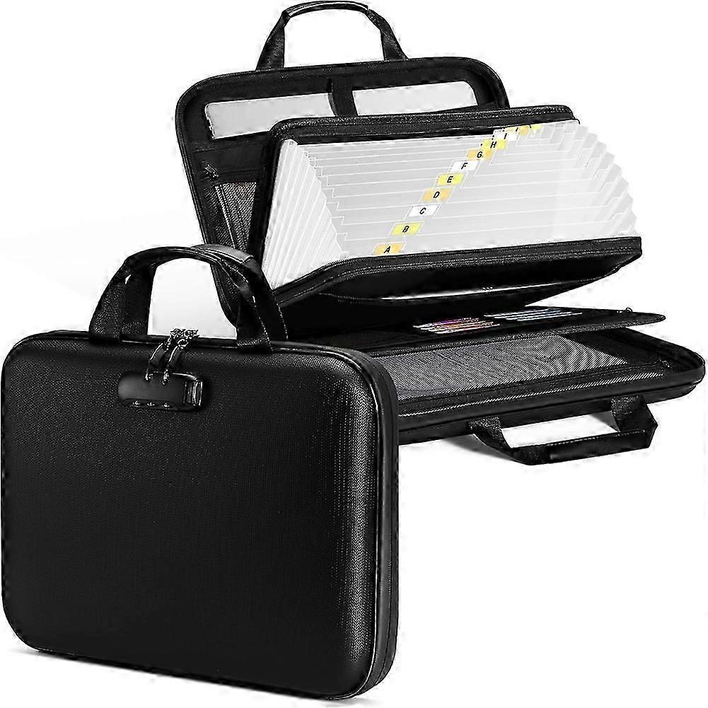 Fireproof Document Organizer Box with Lock & File Folder, Hard Case Fire Proof Safe Bag for Documents Files Valuable