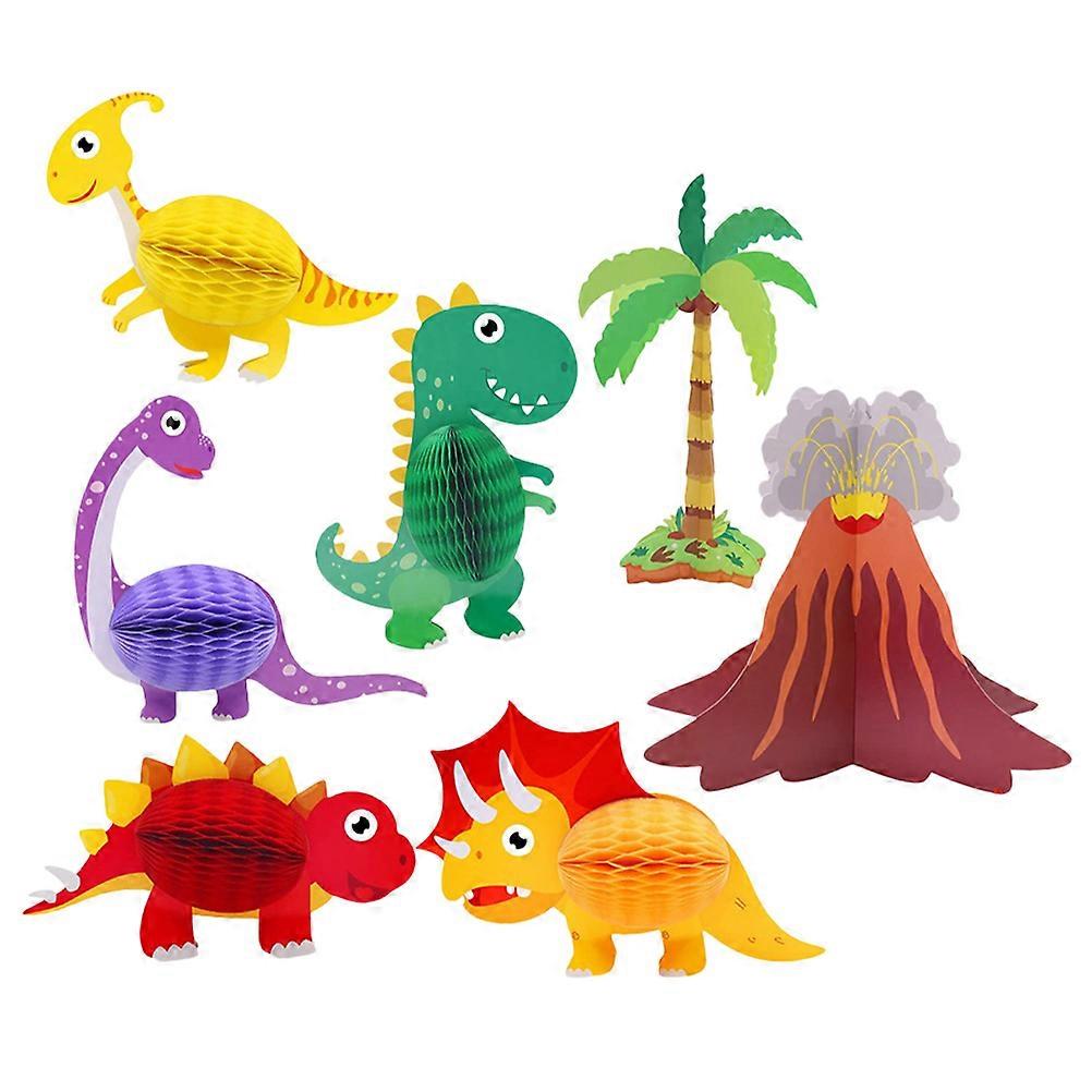Assorted Color Dinosaur Honeycomb Party Decorations for 7Pcs Set
