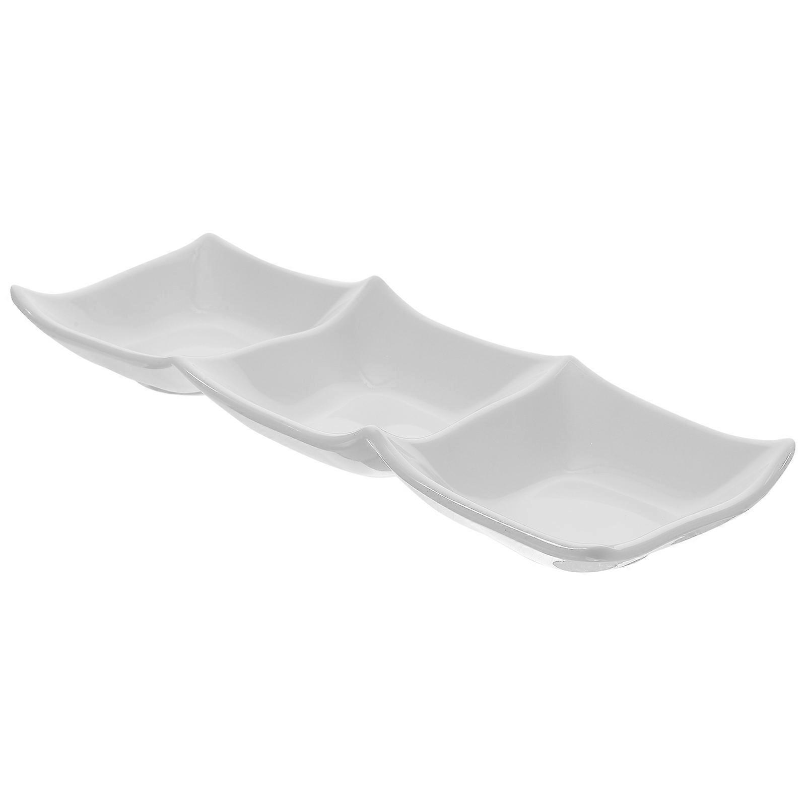 Sauce Dipping Plates Practical Three-Grids Serving Dish for Storage