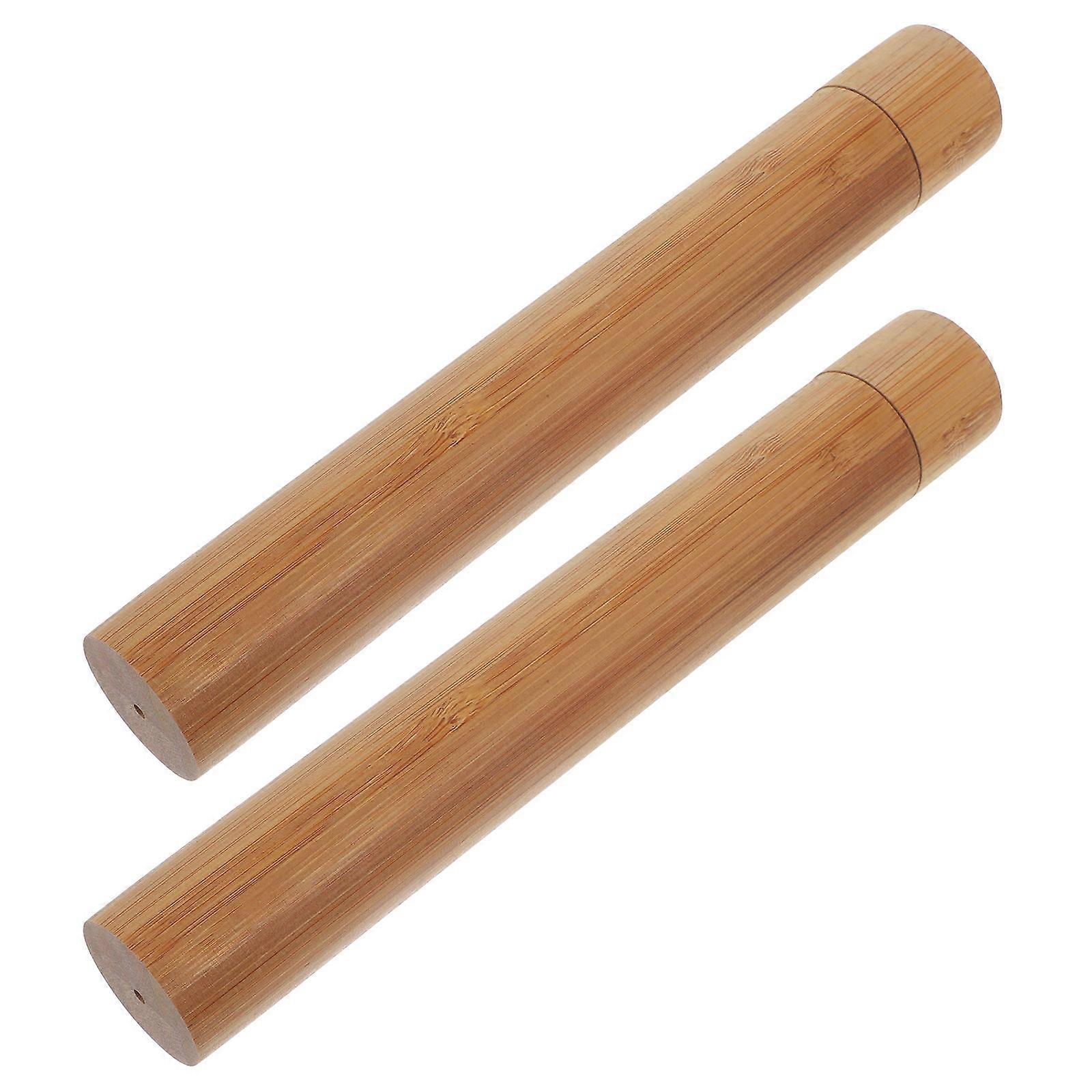Document Storage Tube Bamboo Holder for Artwork Protection 2Pcs