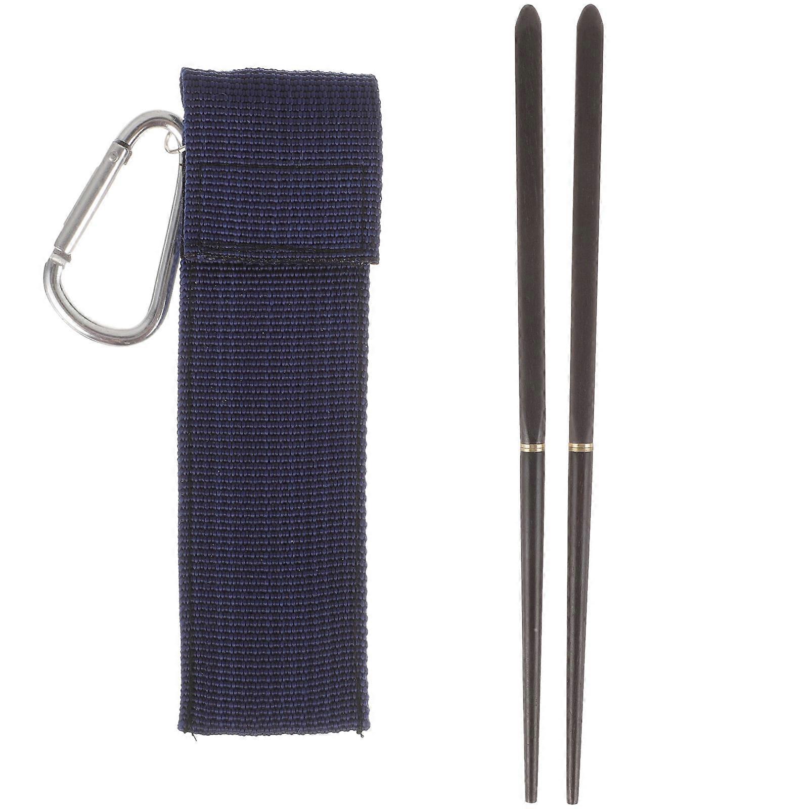 Reusable Black Chopsticks for Camping with Folding Function 1Pair Set