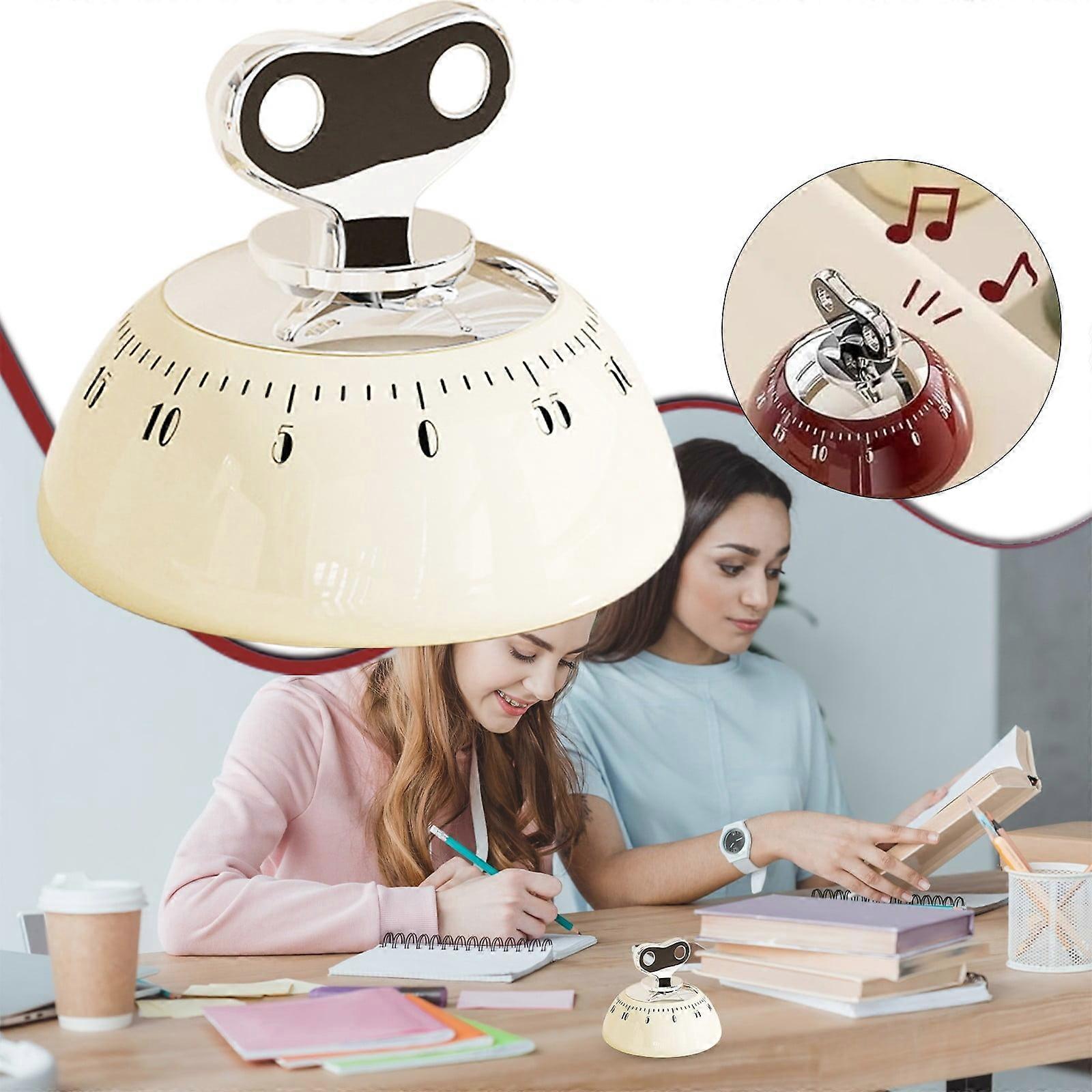 Manual Kitchen Timer, 60-Min Countdown & Alarm, Compatible with Cooking, Study, Seniors