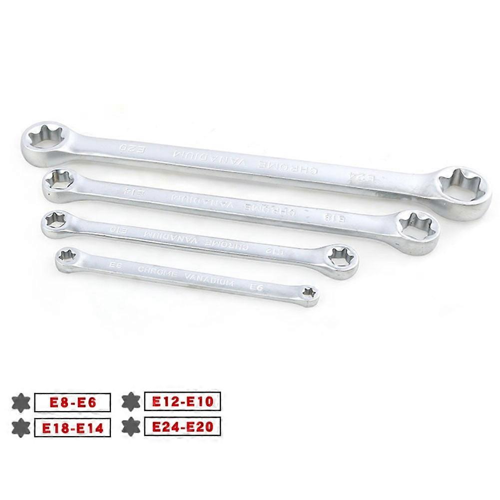 4Pc Star Double Torx Wrench Spanner E6 - E24 E-Type Double-Ended Hexagon