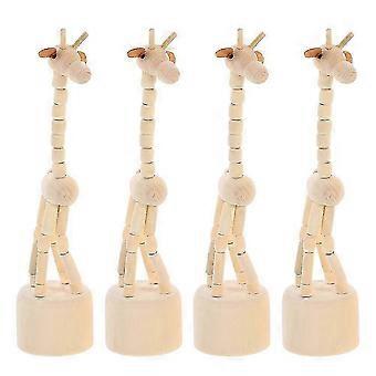 Wood Finger Puppet Giraffe Figurines compatible Travel Companion 4Pcs Handcrafted Wood Animal