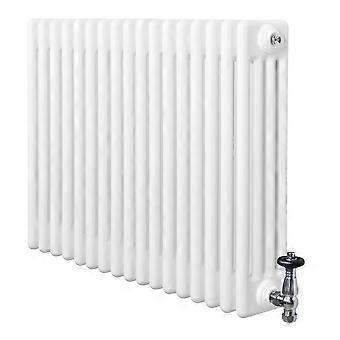 Traditional 4 Column Radiator 600mm x 785mm & TRV Chrome Valves Central Heating Heater White Carbon