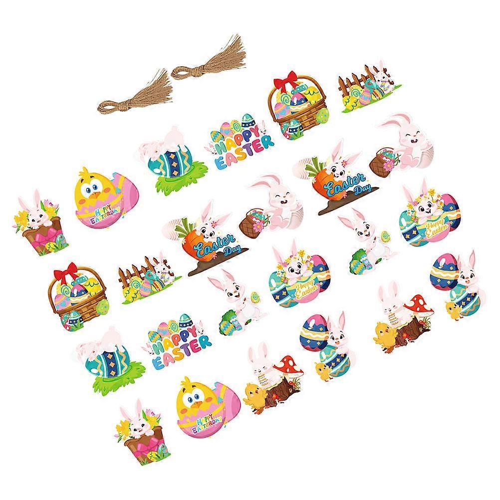 24pcs Easter Paper Cards Ornaments Easter Tree Decorations Hanging Easter Crafts