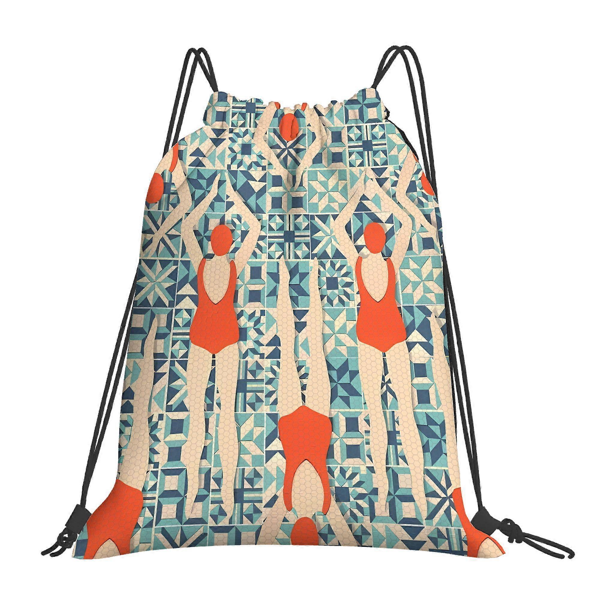 2D Flat Drawstring Bag, Swimming Pouch-Cqazw