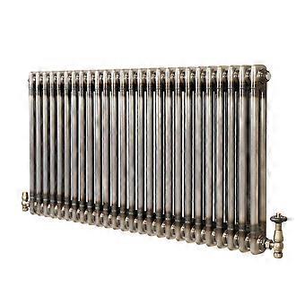 Traditional 2 Column Radiator & Valves - 600 x 1190mm - Raw Metal