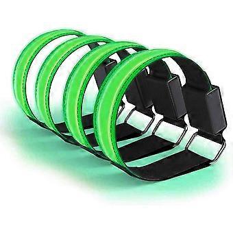 4 Pack Rechargeable LED Armband Safety Lights, Reflective Flashing Straps with 3 Modes, USB Charging, Adjustable for Running, Cycling, Night Walking