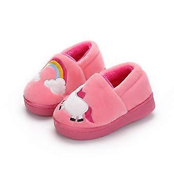 Antislip Winter Children's Home Slippers Unisex Printing Pluche Pantoffels roze, 14-15