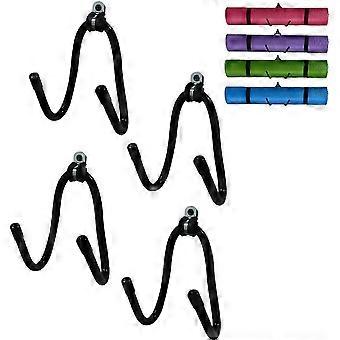 4 Pack, Yoga Mat Foam Roller Rack Wall Mounted Storage Rack for Fitness Class or Home Gym