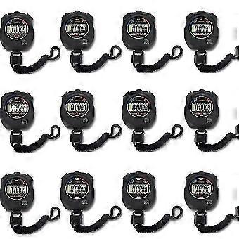 12 pack multifunctionele elektronische digitale sportstopwatchtimer, groot display met datum, tijd en alarm Edition 529-Good