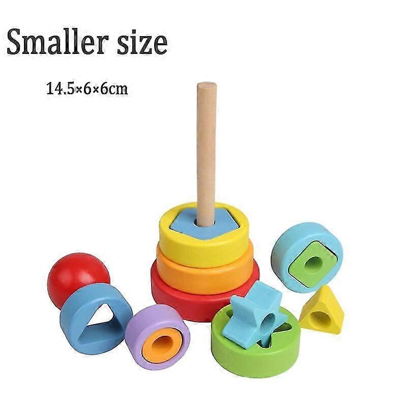 Children's Wooden Stacking Toy Rainbow Tower Educational Toy Color Pattern Recognition Geometry-small Code