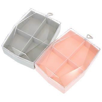 Cosmetic Makeup Sponge Holder ABS Box for Storage 2Pcs 4-Compartment Container